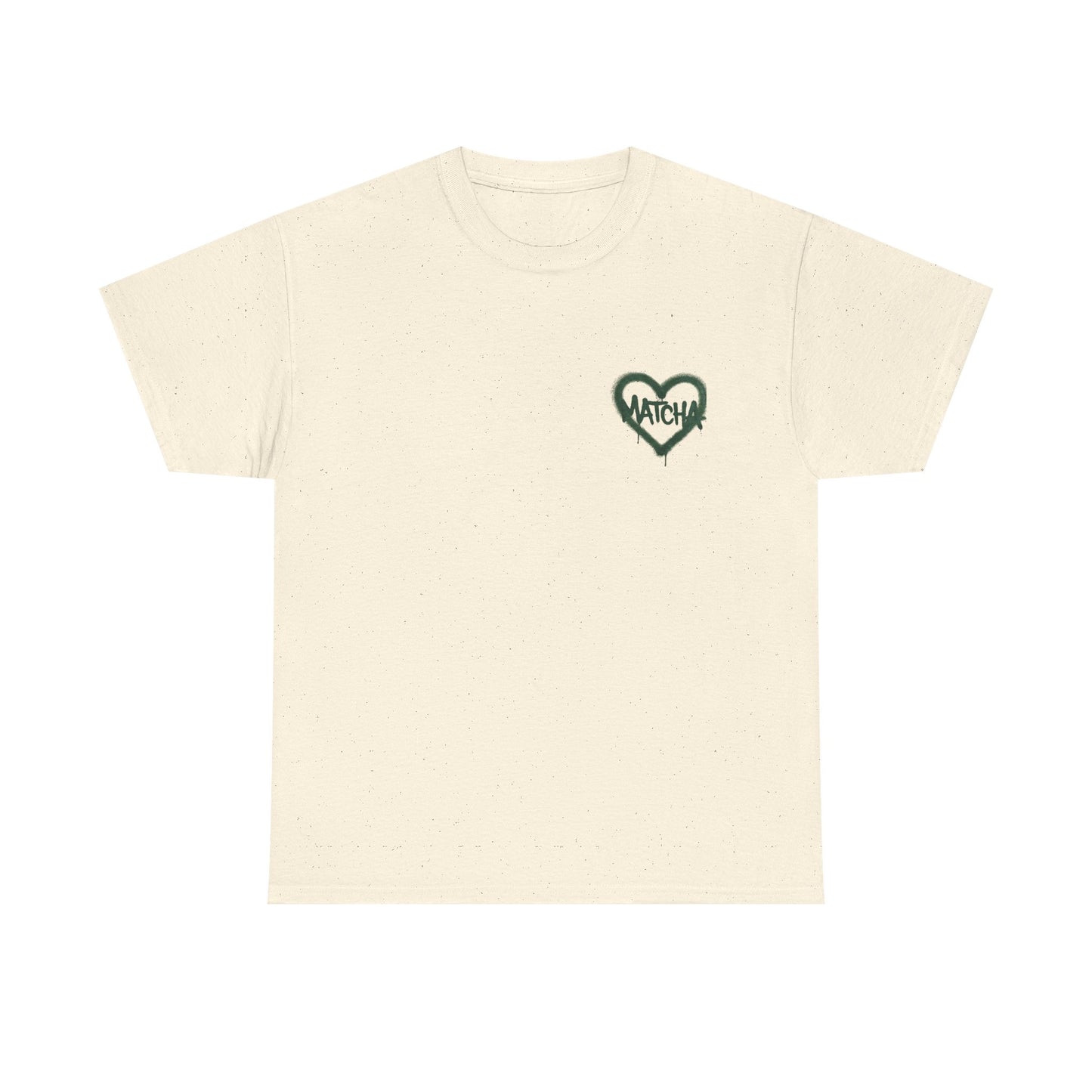 Matcha Heart T-Shirt — "Matcha" Graphic + Checklist Back (Matcha Obsession, Pilates Addict, Chronically Online)