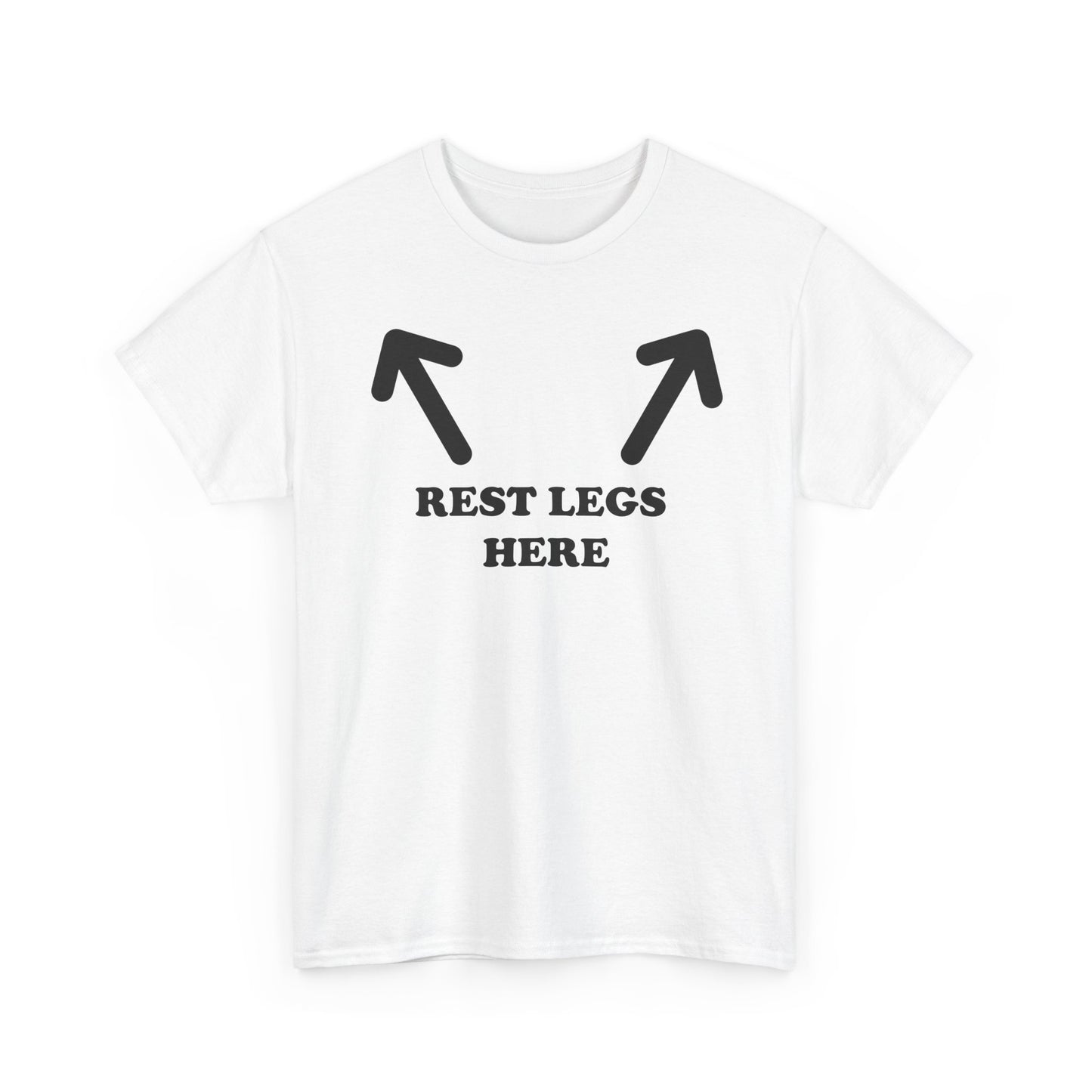Rest Legs Here T-Shirt — Funny Couple Travel Tee with Arrow
