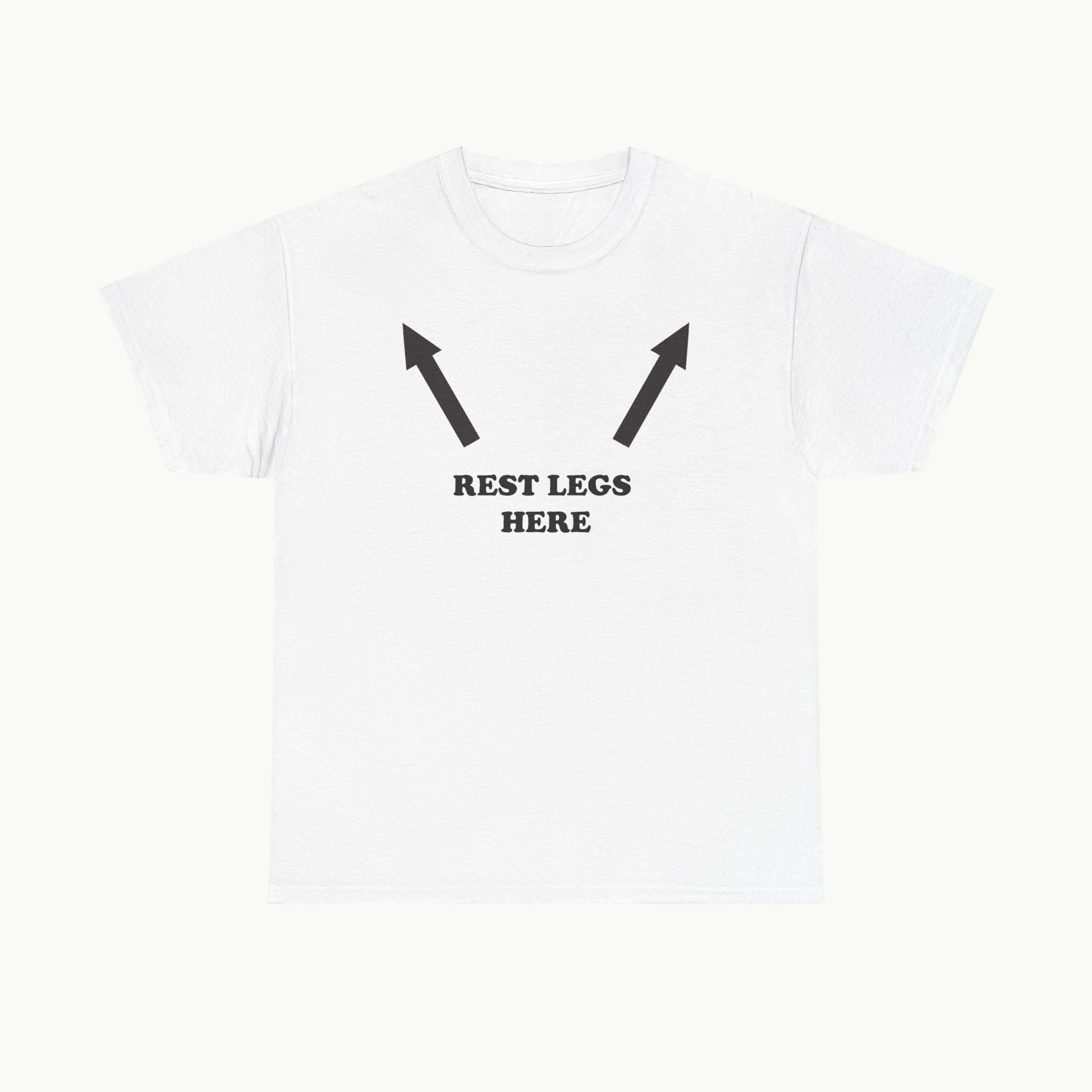 Rest Legs Here T-Shirt — Funny Couple Travel Tee with Arrow