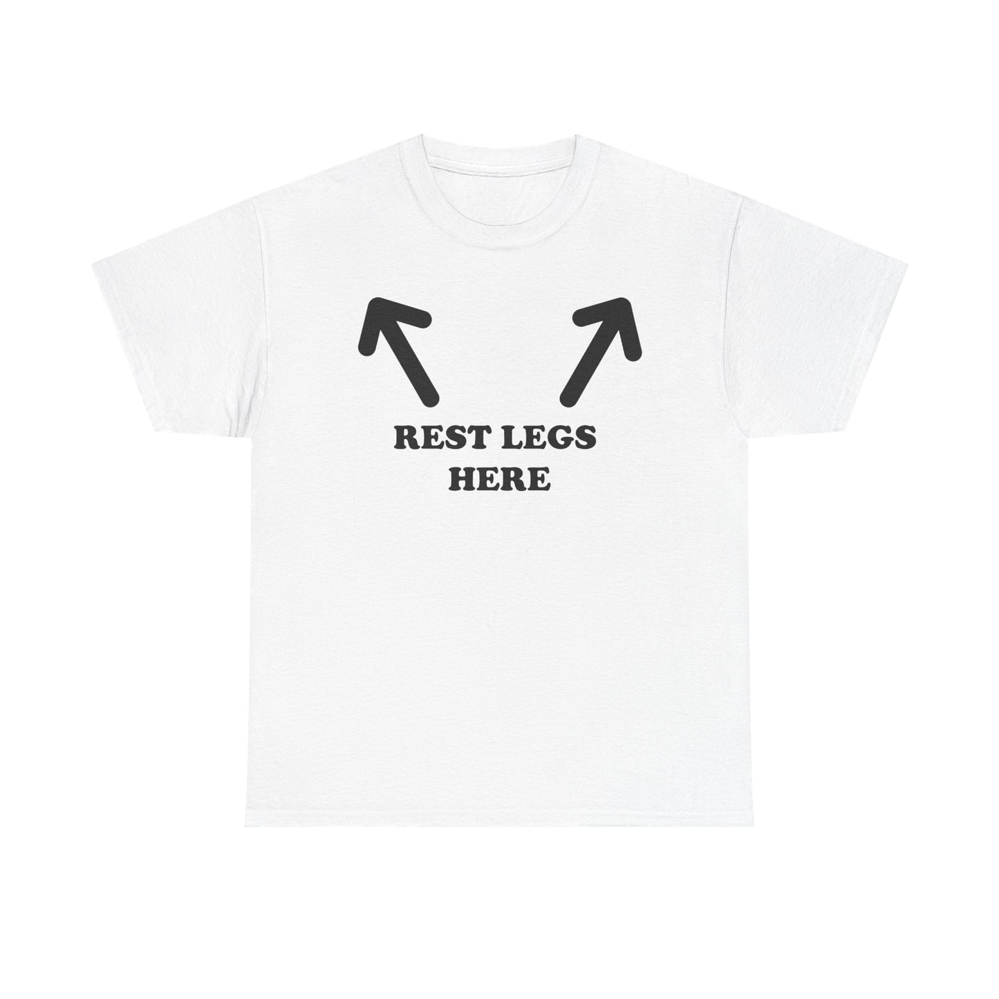 Rest Legs Here T-Shirt — Funny Couple Travel Tee with Arrow