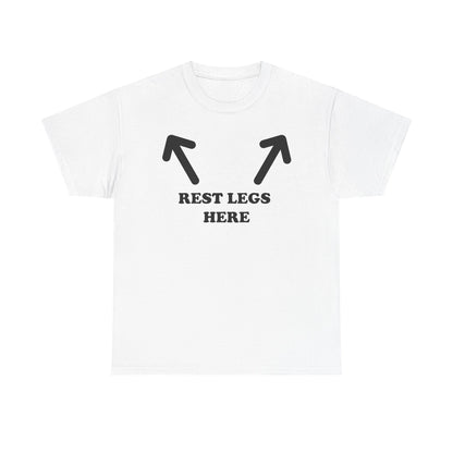 Rest Legs Here T-Shirt — Funny Couple Travel Tee with Arrow